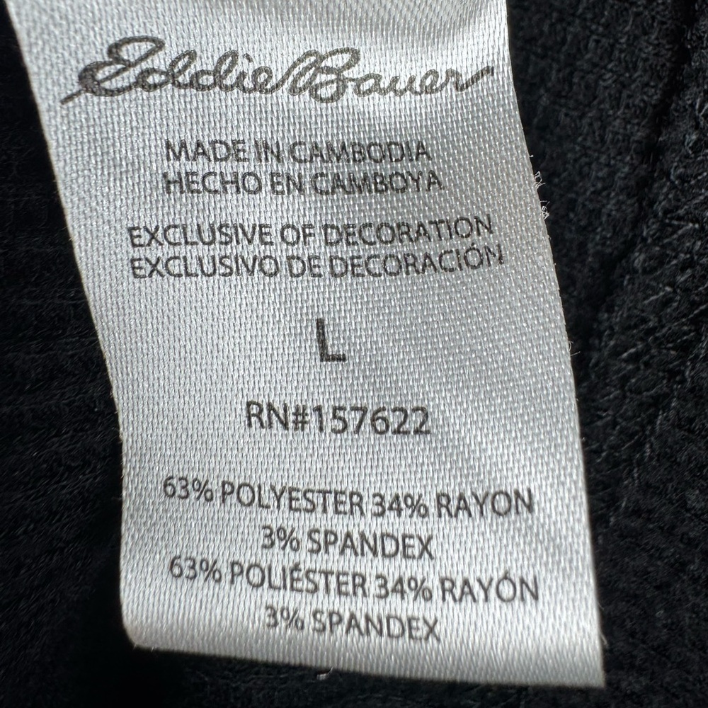 Eddie Bauer Black Long Sleeve Waffle Knit Thermal Sleep Shirt - Picture 6 of 7